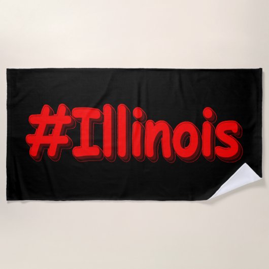 Serviette De Plage "#Illinois" Joli Design. Commandez dès maintenant (Devant)