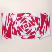 Serviette De Plage Illusion abstraite rouge blanc (Devant)