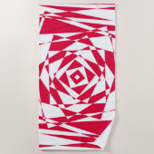 Serviette De Plage Illusion abstraite rouge blanc (Devant)