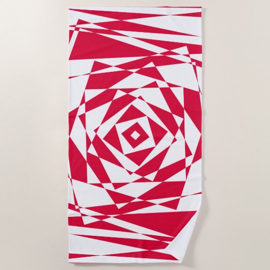 Serviette De Plage Illusion abstraite rouge blanc (Devant)