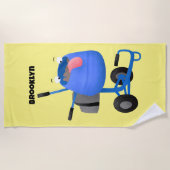 Serviette De Plage Illustration amusante du mélangeur de ciment bleu (Devant)