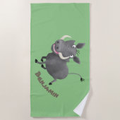 Serviette De Plage Illustration amusante d'un cochon de phacochère af (Devant)