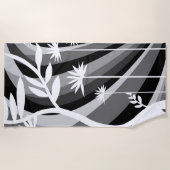 Serviette De Plage Illustration botanique en noir et blanc (Devant)