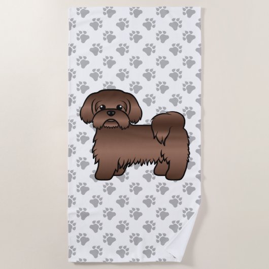 Serviette De Plage Illustration Brown Chih Tzu Cute Cartoon Chien (Devant)