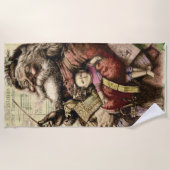 Serviette De Plage Illustration classique de l'arbre du Père Noël joy (Devant)