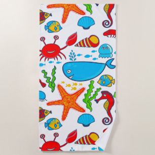 Serviette De Plage Illustration colorée Sea-Life