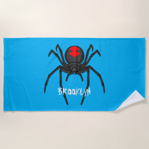 Serviette De Plage Illustration d'araignée noire effrayante