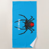 Serviette De Plage Illustration d'araignée noire effrayante (Devant)