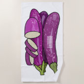 Serviette De Plage Illustration d'aubergine (Devant)