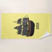 Serviette De Plage Illustration de bateau pirate (Devant)