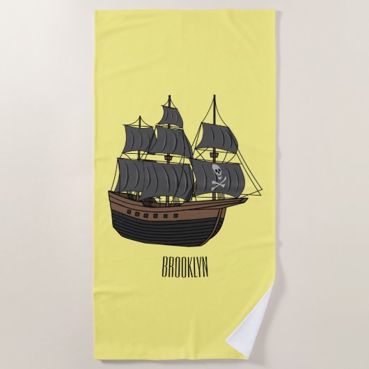 Serviette De Plage Illustration de bateau pirate (Devant)