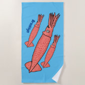 Serviette De Plage Illustration de calamar rose (Devant)