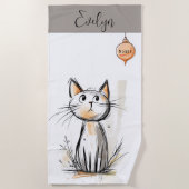 Serviette De Plage Illustration de chats doux personnalisée (Devant)
