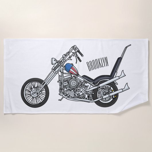 Serviette De Plage Illustration de Chopper Motorcycle 1950 (Devant)