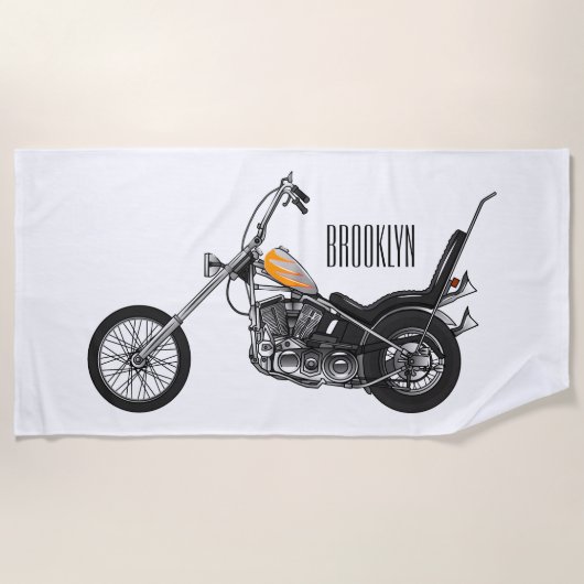 Serviette De Plage Illustration de Chopper Motorcycle 1950 (Devant)