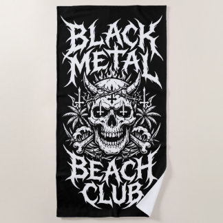 Serviette De Plage Illustration de crâne du Black Metal Beach Club