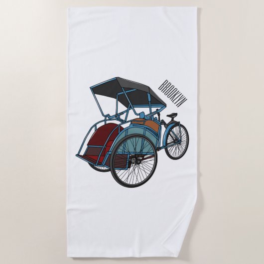 Serviette De Plage Illustration de cyclo-pousse (Devant)