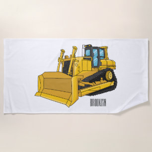Serviette De Plage Illustration de dessin animé Bulldozer
