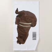 Serviette De Plage Illustration de dessin animé de morse (Devant)