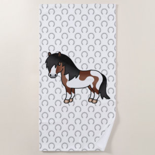 Serviette De Plage Illustration de dessin animé de poney Shetland Pin