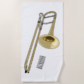 Serviette De Plage Illustration de dessin animé de Trombone (Devant)
