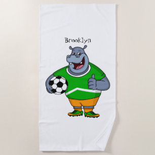 Serviette De Plage Illustration de dessin animé d'un hippopotame drôl