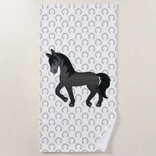 Serviette De Plage Illustration de dessin animé mignon de cheval trot