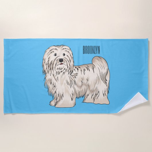 Serviette De Plage Illustration de dessin de chien de Havan (Devant)