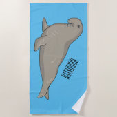 Serviette De Plage Illustration de dessin de phoque éléphant (Devant)