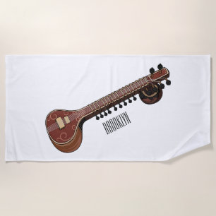 Serviette De Plage Illustration de dessin de Sitar