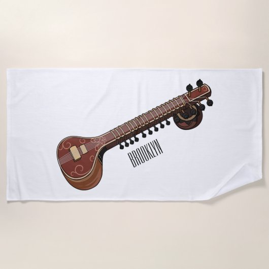Serviette De Plage Illustration de dessin de Sitar (Devant)