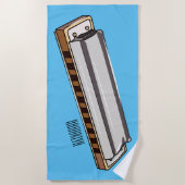 Serviette De Plage Illustration de dessin d'Harmonica (Devant)