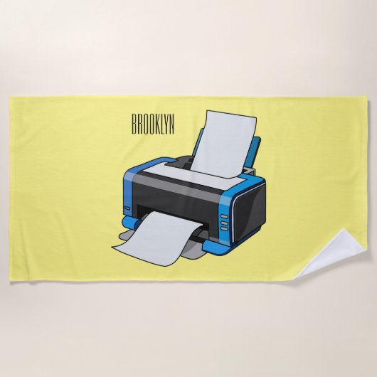 Serviette De Plage Illustration de dessin d'imprimante (Devant)