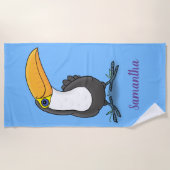 Serviette De Plage Illustration de dessin humoristique du toucan joye (Devant)