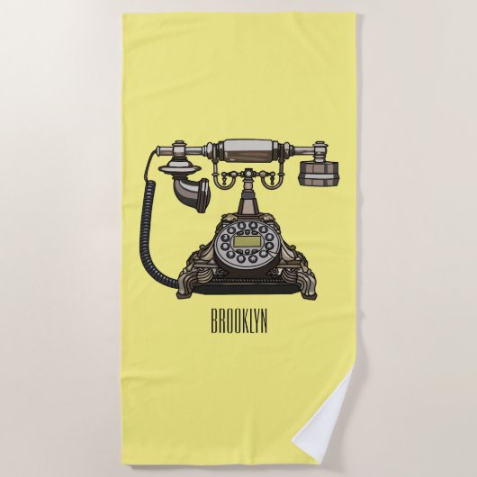 Serviette De Plage Illustration de dessin téléphonique (Devant)