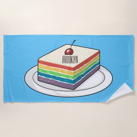 Serviette De Plage Illustration de gâteau arc-en-ciel (Devant)