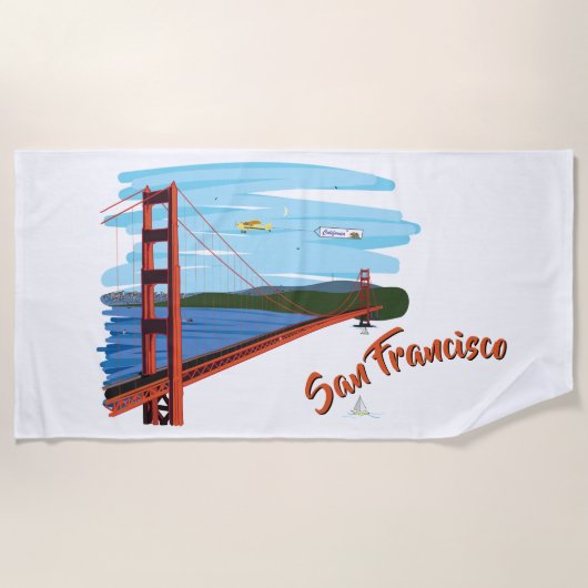 Serviette De Plage Illustration de golden gate bridge San Francisco (Devant)