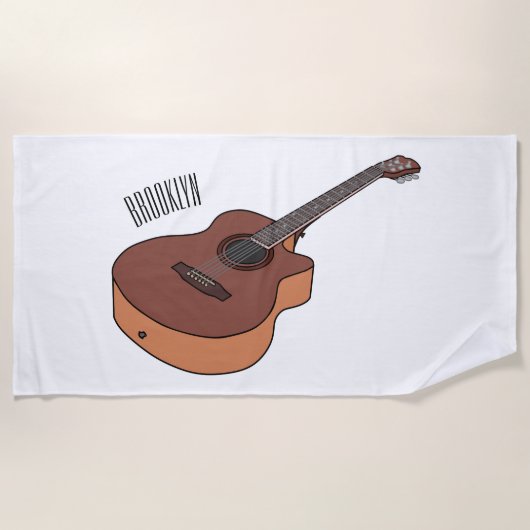 Serviette De Plage Illustration de guitare acoustique (Devant)