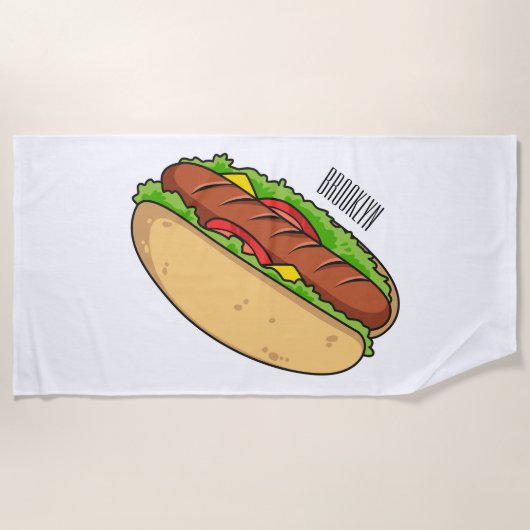 Serviette De Plage Illustration de Hot dog (Devant)