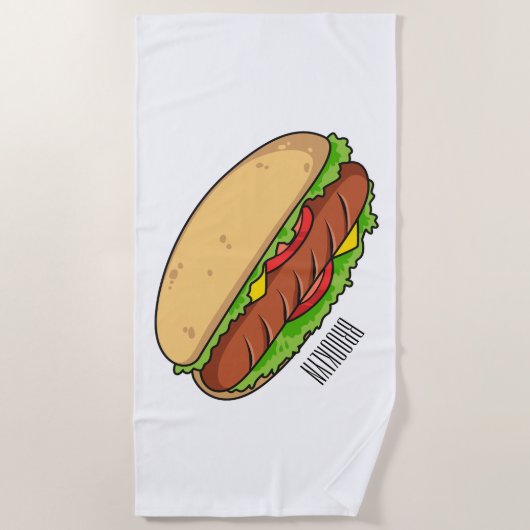 Serviette De Plage Illustration de Hot dog (Devant)