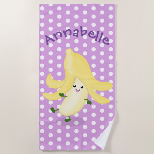 Serviette De Plage Illustration de la banane de Cute kawaii (Devant)