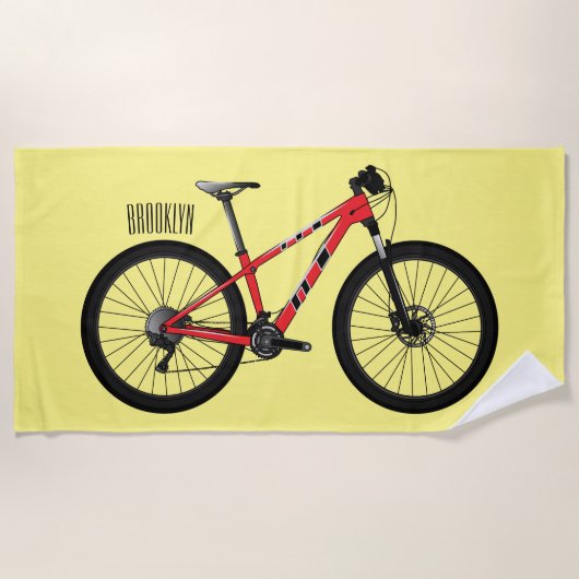 Serviette De Plage Illustration de la bande dessinée de vélo (Devant)