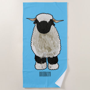 Serviette De Plage Illustration de la caricature de mouton Valais Bla