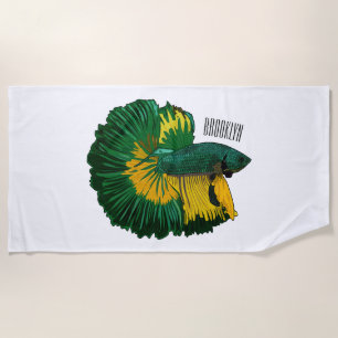 Serviette De Plage Illustration de la caricature de poisson de combat
