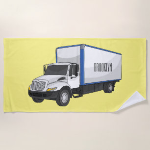 Serviette De Plage Illustration de la caricature du camion-boîte