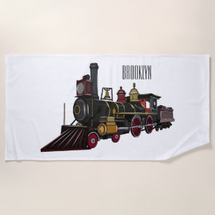 Serviette De Plage Illustration de la locomotive à vapeur