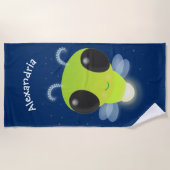 Serviette De Plage Illustration de la luciole vert mou (Devant)