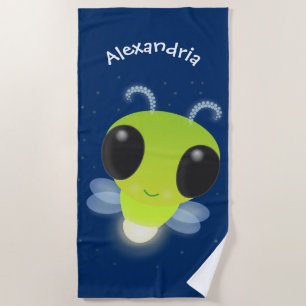Serviette De Plage Illustration de la luciole vert mou