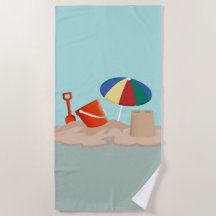 Illustration de la scène de plage de Bucket et Spa