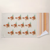 Serviette De Plage Illustration de l'aquarelle Momma Fox et Baby (Devant)